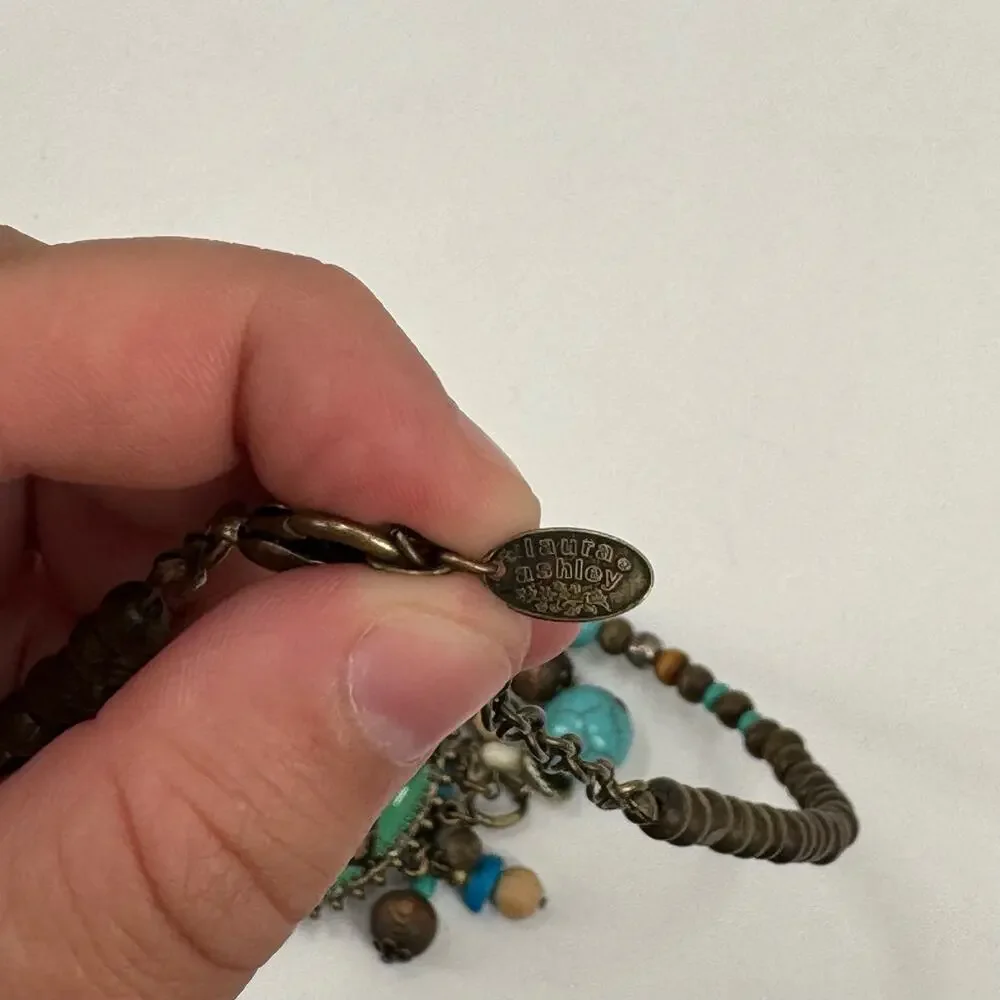 Laura Ashley Boho faux turquoise medallion Necklace